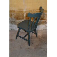 thumb-Ouderwetse houten keukenstoel in donkergrijze kleur-5