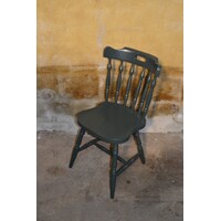 thumb-Ouderwetse houten keukenstoel in donkergrijze kleur-7