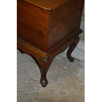 thumb-Elegant vintage mahonie Queen Anne nachtkastje met twee laden-4