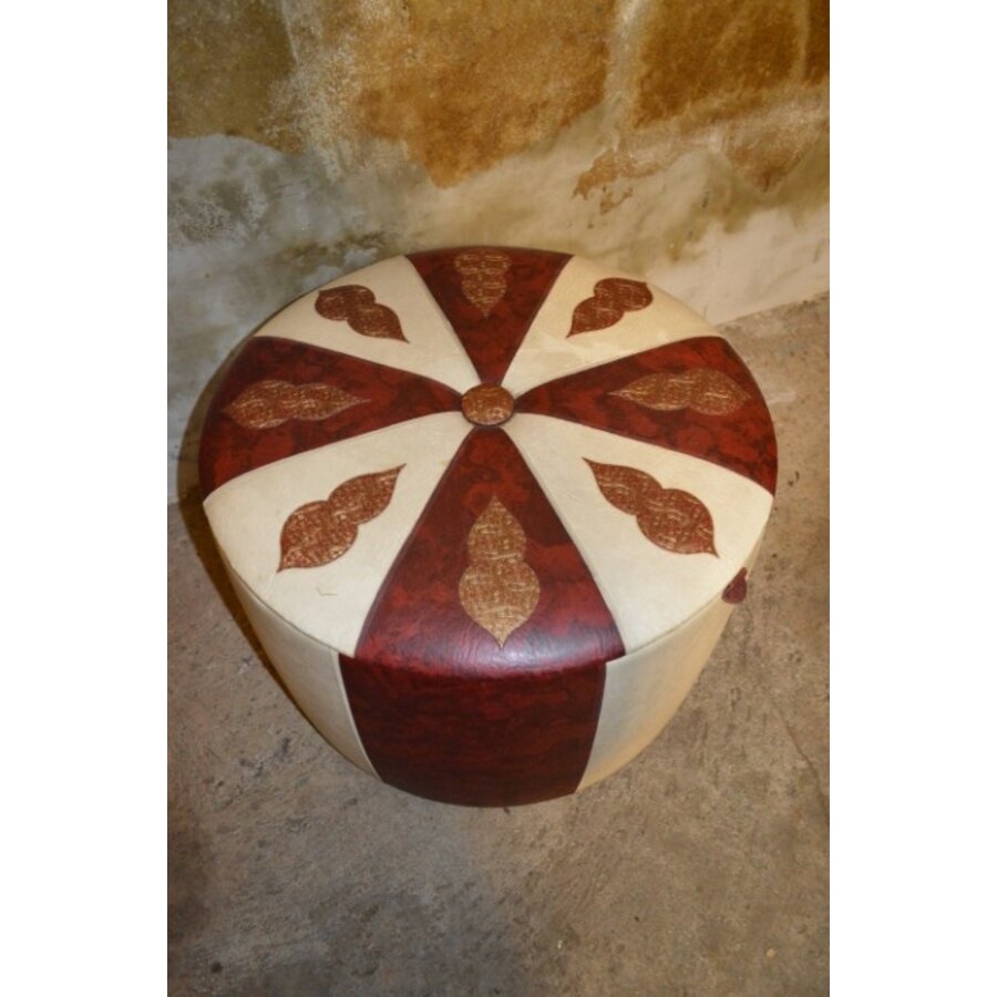 Vintage jaren 70 poef van skai met Marrakech stijl decor en deksel-2