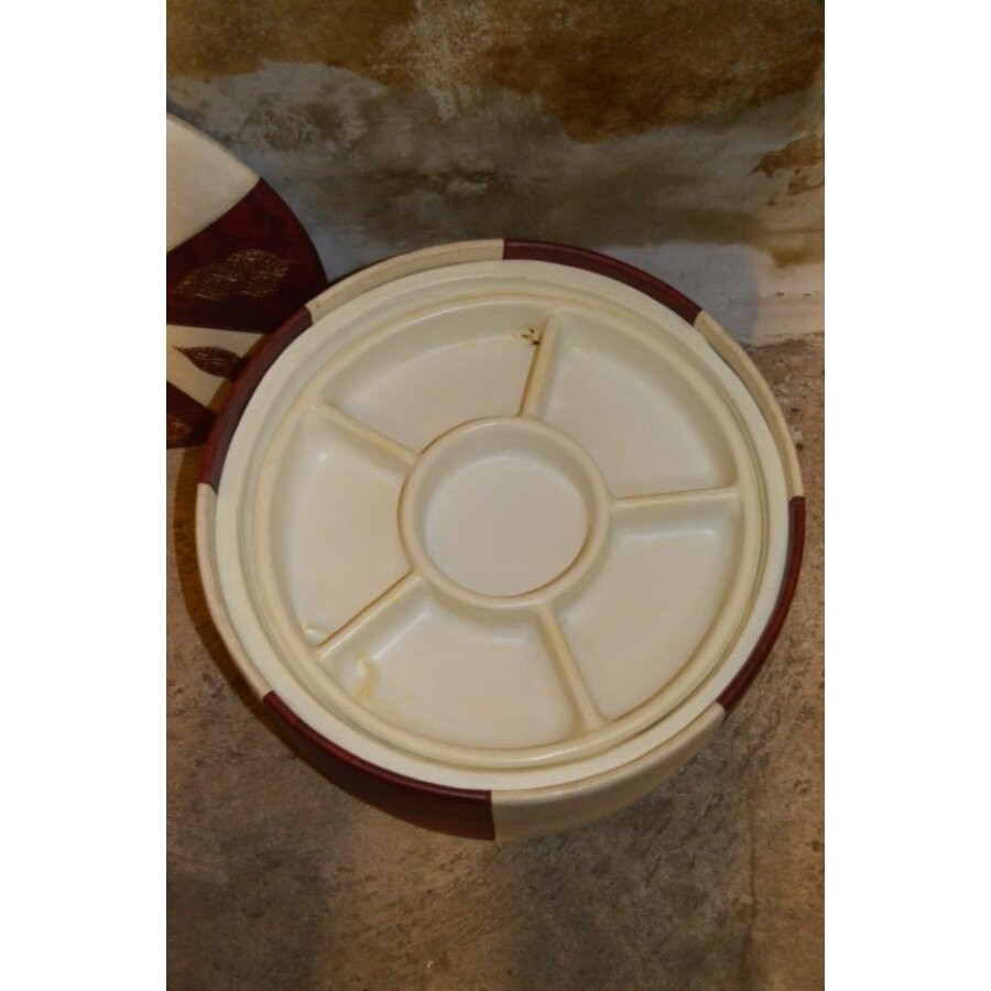 Vintage jaren 70 poef van skai met Marrakech stijl decor en deksel-5