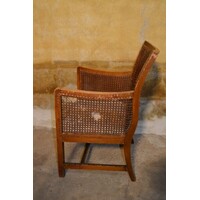 thumb-Prachtige kleine antieke fauteuil in Regency-stijl met webbing circa 1920-6