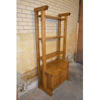 thumb-Vintage eiken kaaskast met open vakken en onderkast-1