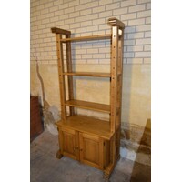 thumb-Vintage eiken kaaskast met open vakken en onderkast-2