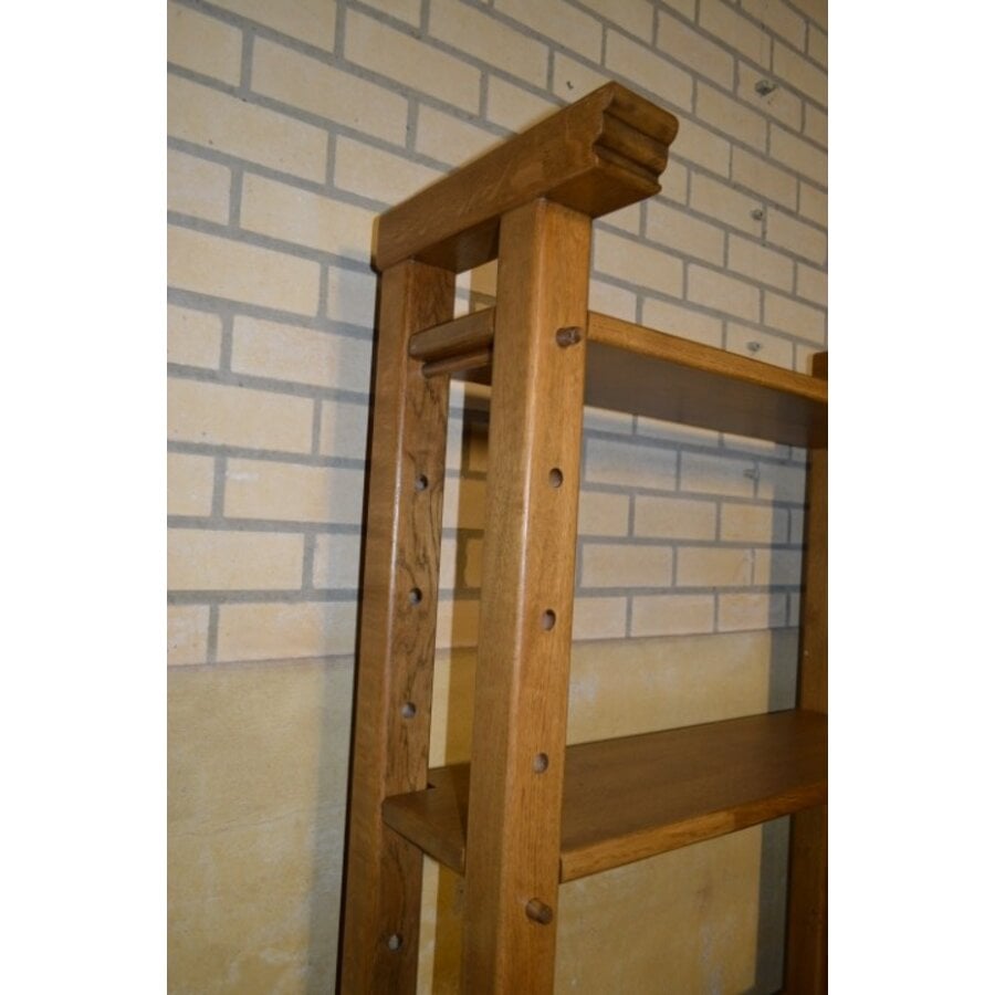 Vintage eiken kaaskast met open vakken en onderkast-4