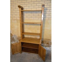 thumb-Vintage eiken kaaskast met open vakken en onderkast-5