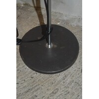 thumb-Retro vloerlamp met bruine mushroom acryl kap en verchroomde stang-2