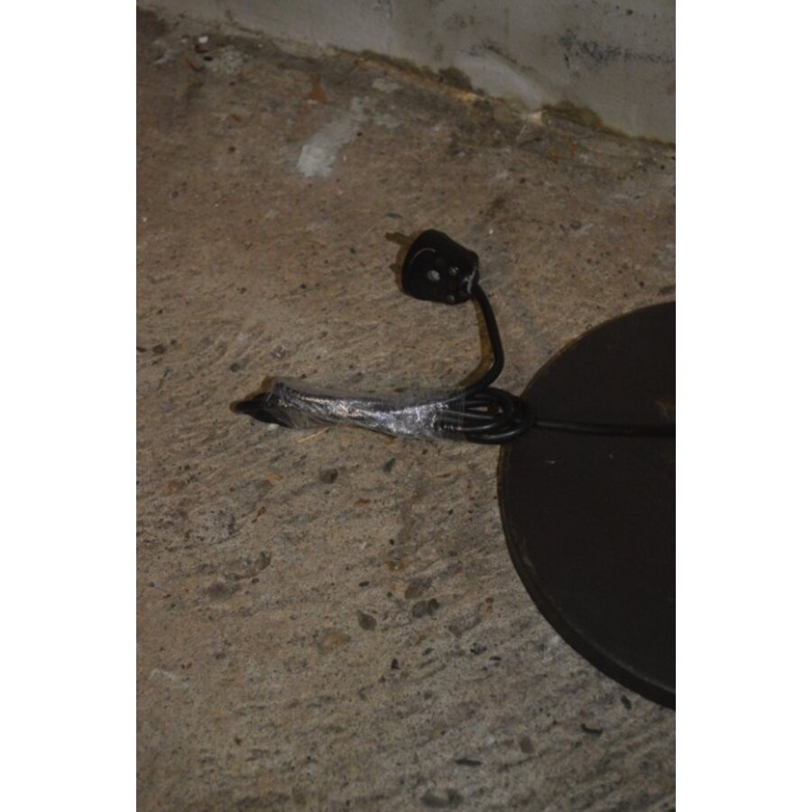 Retro vloerlamp met bruine mushroom acryl kap en verchroomde stang-3