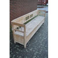 thumb-Lange antieke klepbank met arm- en rugleuningen-2