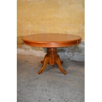 thumb-Ronde mahoniehouten eettafel jaren 70 met kolompoot-1
