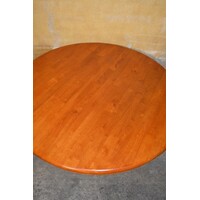 thumb-Ronde mahoniehouten eettafel jaren 70 met kolompoot-5