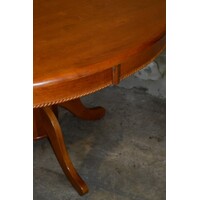 thumb-Ronde mahoniehouten eettafel jaren 70 met kolompoot-6