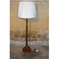 thumb-Vintage eiken vloerlamp met kap in mid-century stijl-1