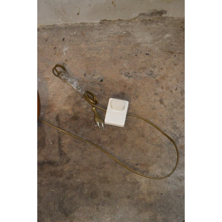 Vintage eiken vloerlamp met kap in mid-century stijl-2