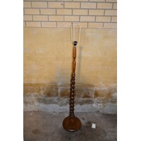 thumb-Vintage eiken vloerlamp met kap in mid-century stijl-4