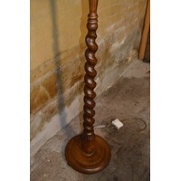 thumb-Vintage eiken vloerlamp met kap in mid-century stijl-5