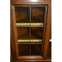 thumb-Donker eiken hoekkast met glas en deurtjes-6