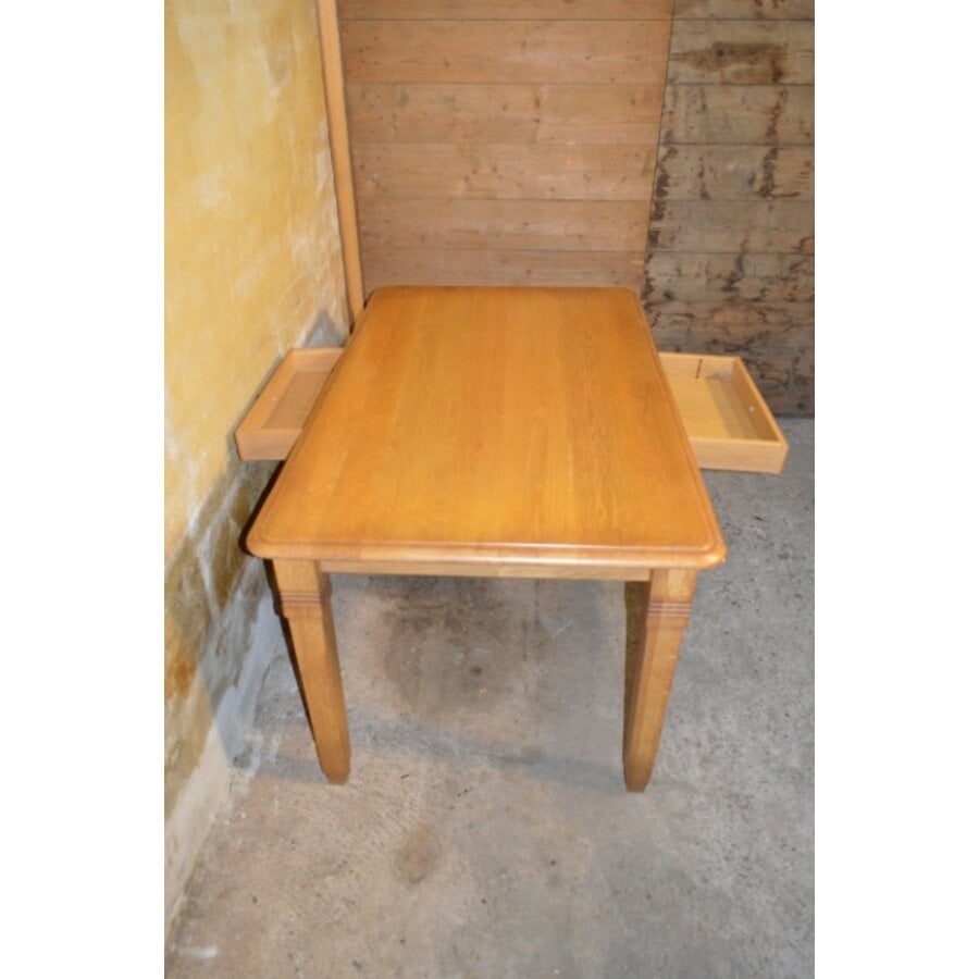 Stoere massief blank eiken eettafel met demontabele poten-4