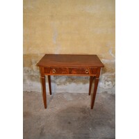 thumb-Mahonie Louis XVI bijzetafeltje met lade en taps toelopende poten-1
