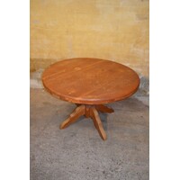 thumb-Ronde eettafel van massief licht eikenhout jaren 80-3