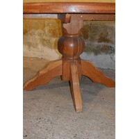 thumb-Ronde eettafel van massief licht eikenhout jaren 80-4