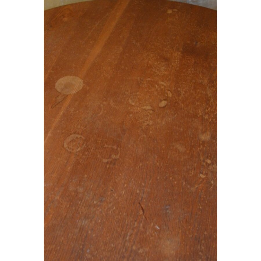 Ronde eettafel van massief licht eikenhout jaren 80-6