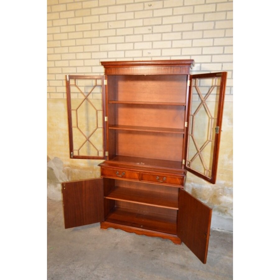 Mahonie Lord Sheraton servies- of boekenkast met verlichting-9
