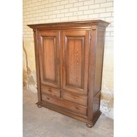 thumb-Brocante eiken kast met openslaande deuren en drie laden-3