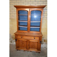 thumb-Massief grenen buffetkast rond 1920 – Tweedelig met glas-2