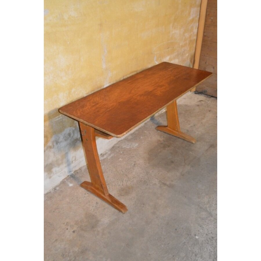 Retro tweepersoons schooltafel CASALA van beukenhout-1