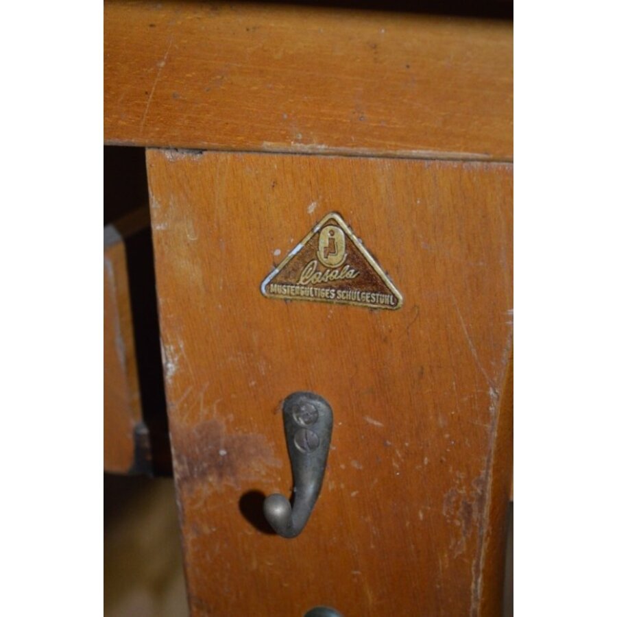 Retro tweepersoons schooltafel CASALA van beukenhout-2