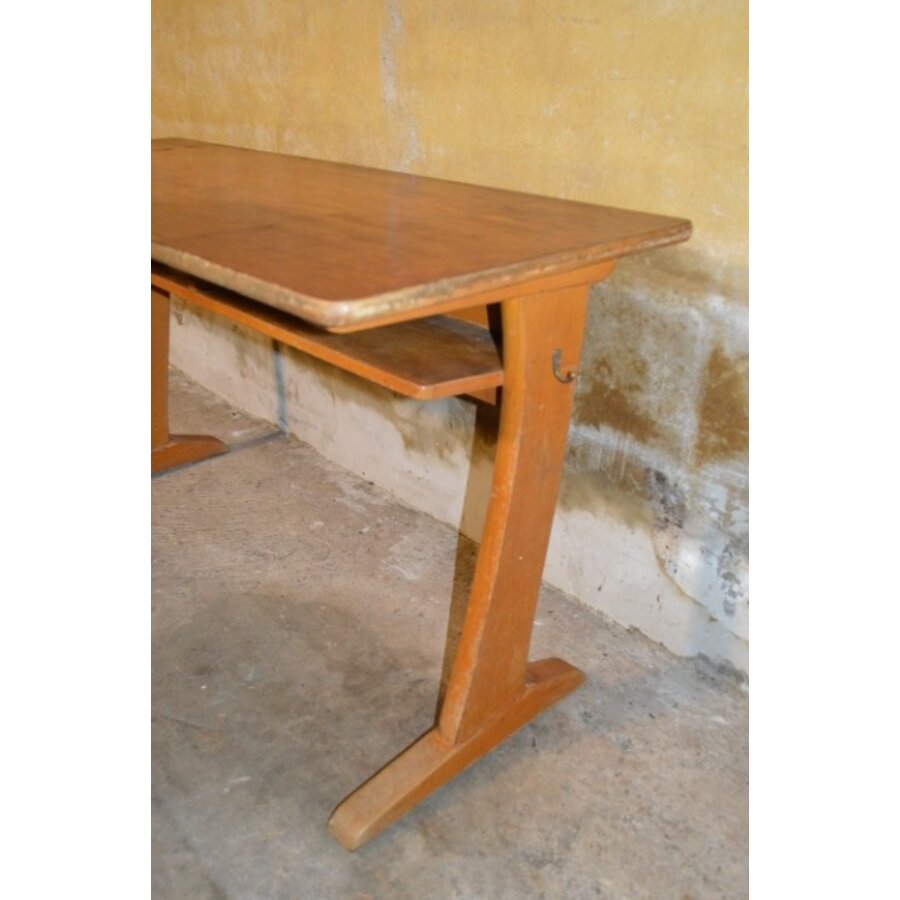 Retro tweepersoons schooltafel CASALA van beukenhout-4