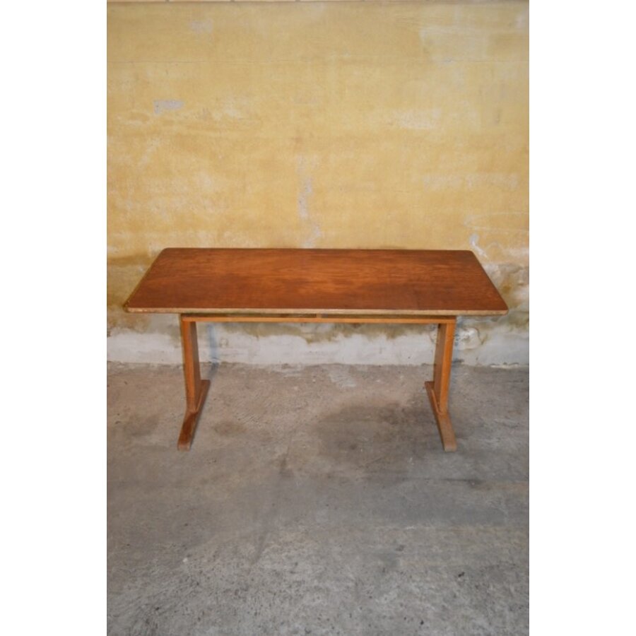 Retro tweepersoons schooltafel CASALA van beukenhout-5