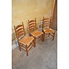 LoodsVol, Tweedehands Set van 3 Oud Hollandse eiken knopstoelen met biezen zitting