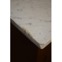 thumb-Antieke wastafel kast met marmeren blad en facet spiegel-5