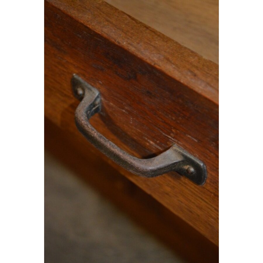 Antieke wastafel kast met marmeren blad en facet spiegel-7