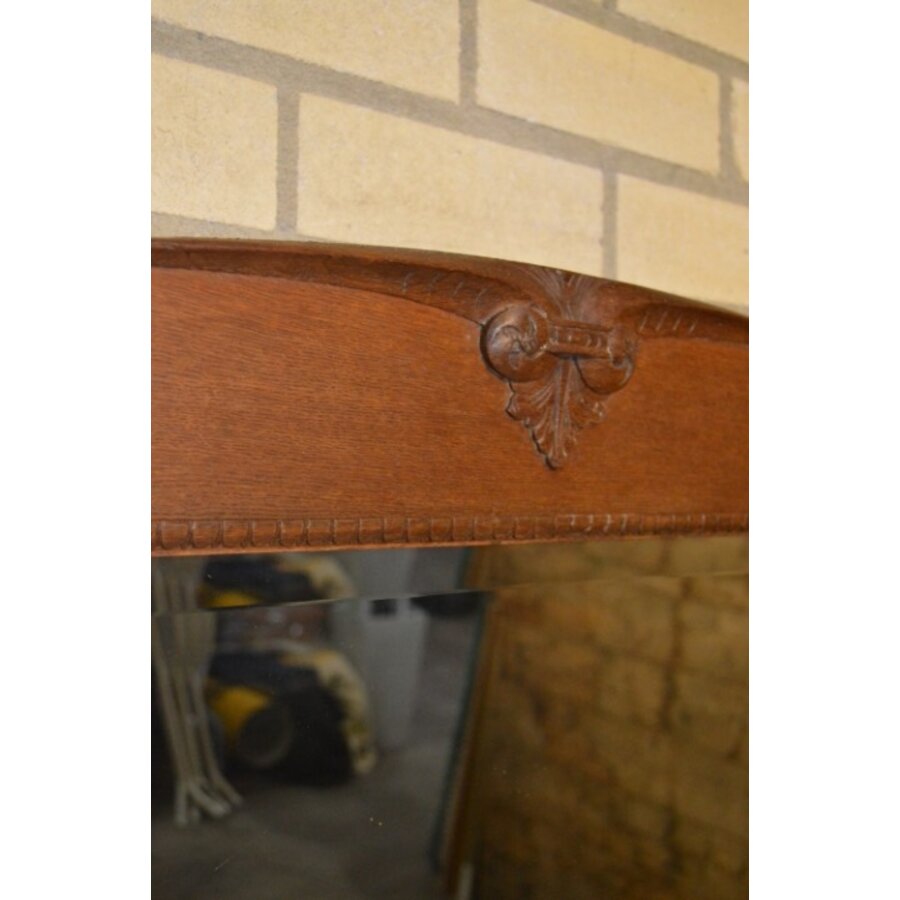 Antieke wastafel kast met marmeren blad en facet spiegel-10