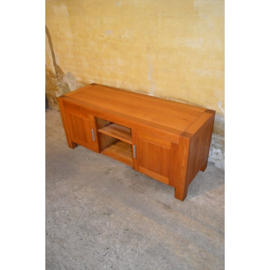 TV meubel in blank eiken met legplanken en open vak-3