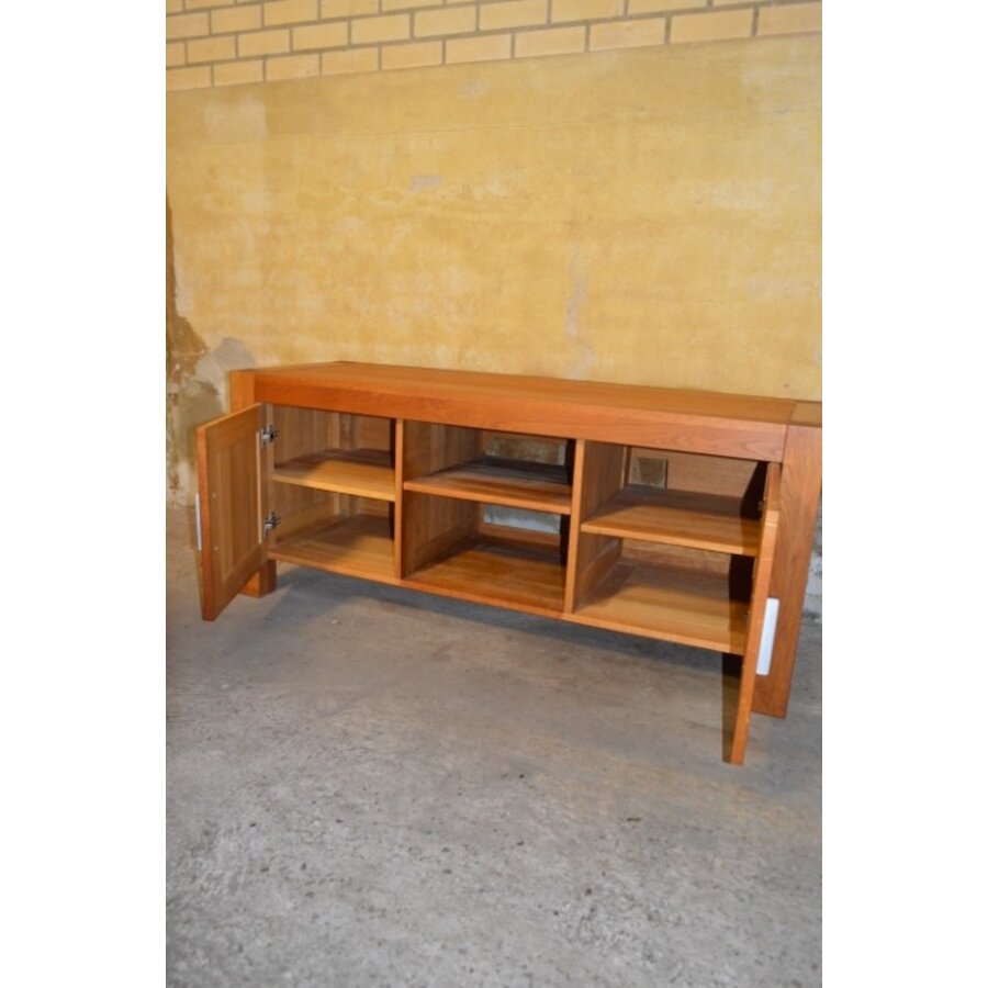 TV meubel in blank eiken met legplanken en open vak-5