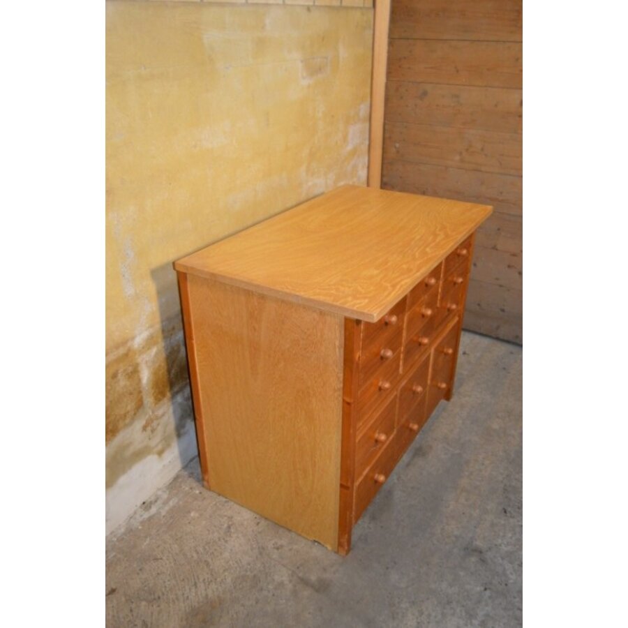 Grenen Lundia ladekast met 15 laden uit de jaren 60-3