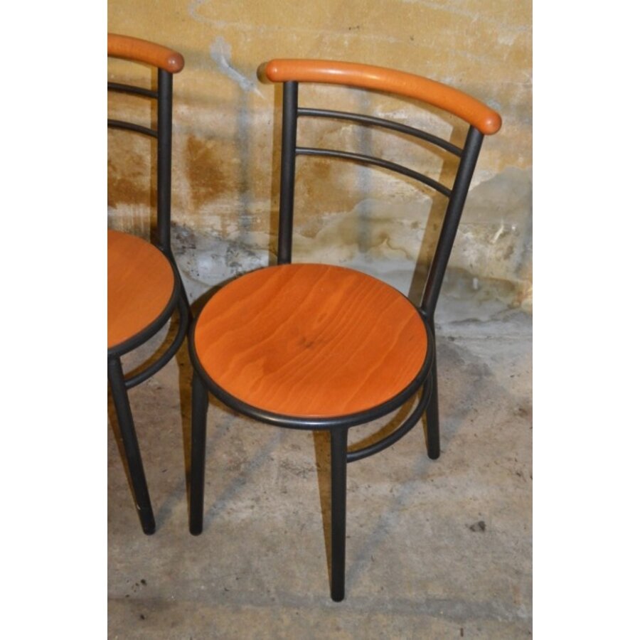 Set van 4 vintage keukenstoelen metaal en hout stapelbaar-4