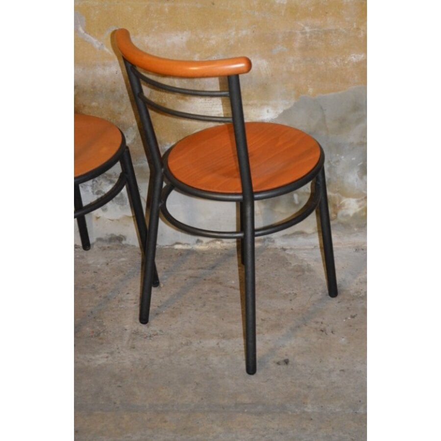 Set van 4 vintage keukenstoelen metaal en hout stapelbaar-7