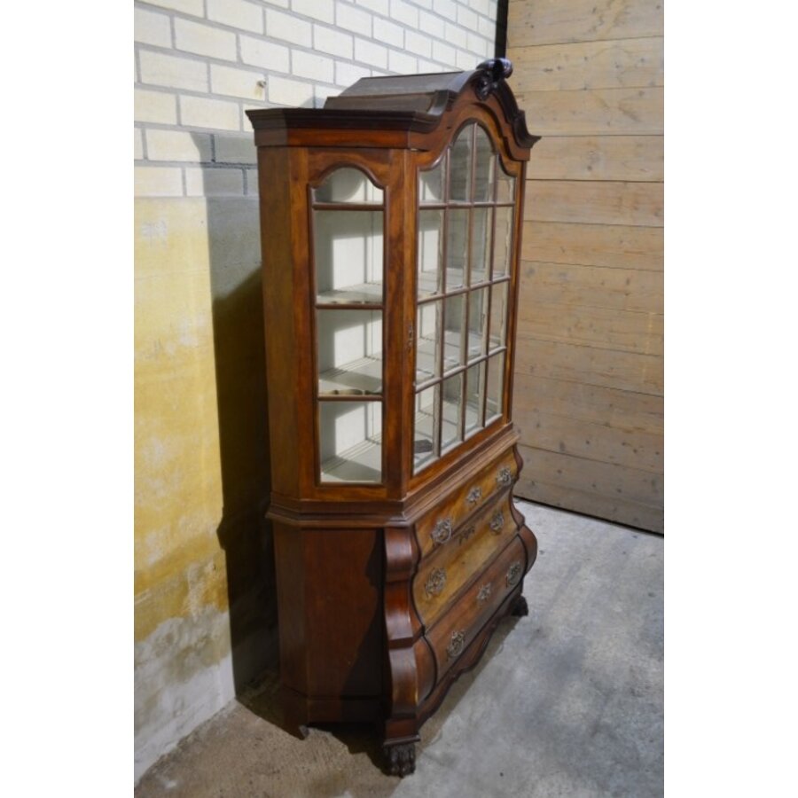 Mahonie buikkast met vitrine in Lodewijk XV stijl-1