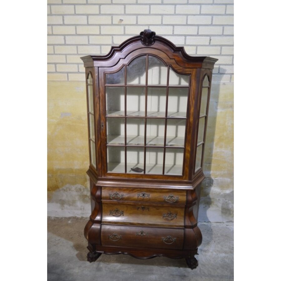 Mahonie buikkast met vitrine in Lodewijk XV stijl-2