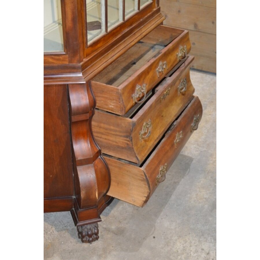 Mahonie buikkast met vitrine in Lodewijk XV stijl-4