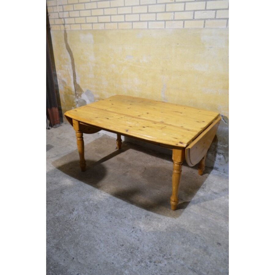 Massief grenen uitklapbare eettafel met 2 oren-2