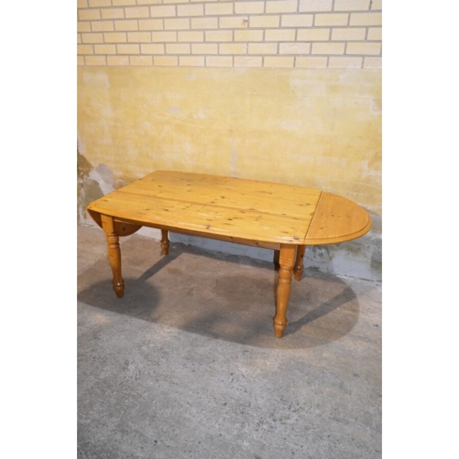 Massief grenen uitklapbare eettafel met 2 oren-4