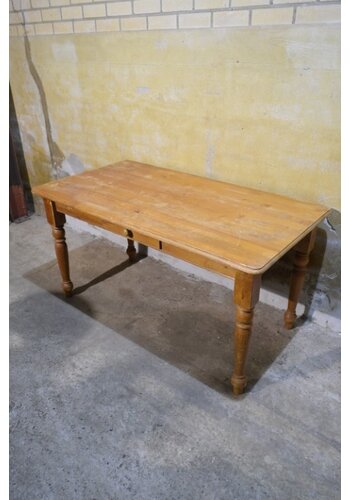 Massief grenen eettafel met lade 