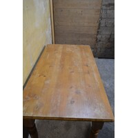 thumb-Geleefde massief grenen eettafel met lade, late jaren 60 / begin 70-5