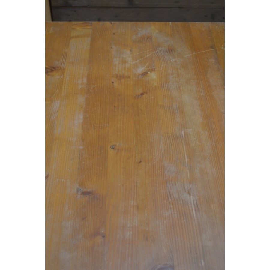 Geleefde massief grenen eettafel met lade, late jaren 60 / begin 70-6